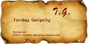 Torday Gergely névjegykártya
